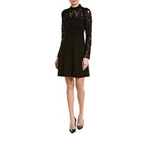 Elie Tahari Jenessa Black Lace Mock Neck Dress